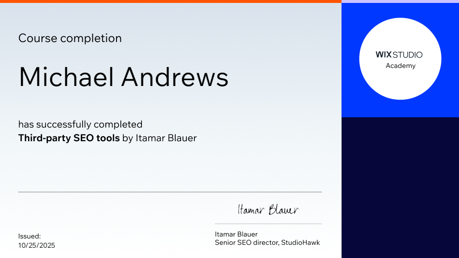 Certified in Third-party SEO Tools by Itamar Blauer